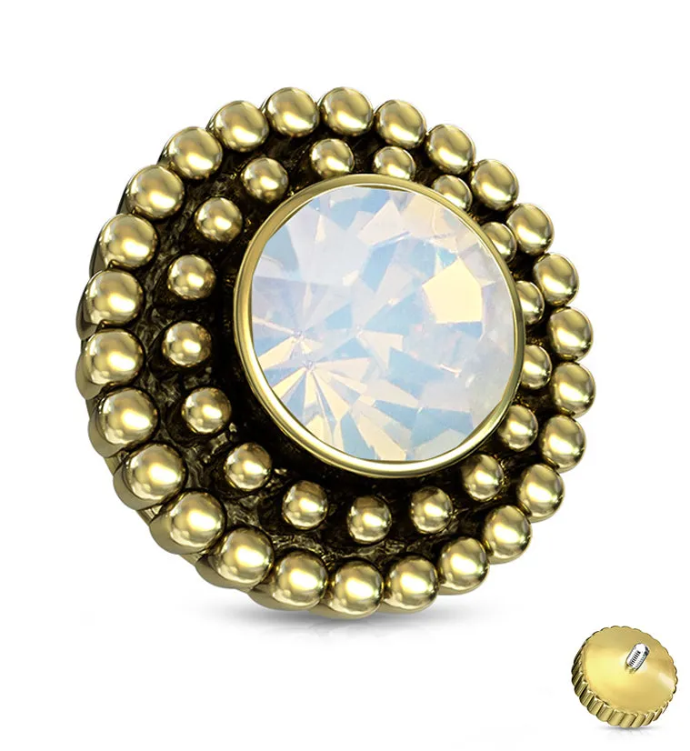 14G Gold Beaded Opal Threaded Top