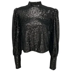 A.L.C. Black Margaret Sequin High Neck Blouse