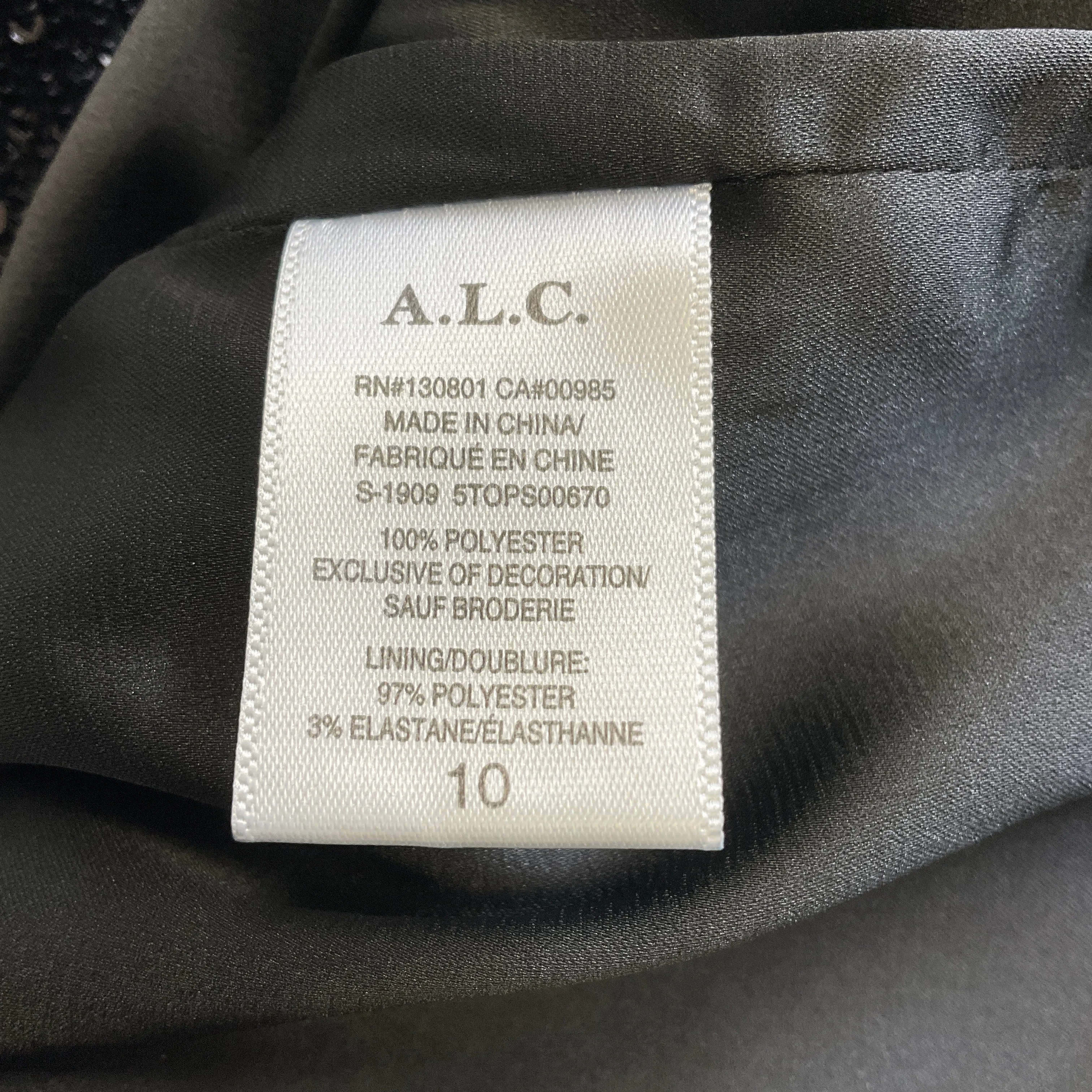 A.L.C. Black Margaret Sequin High Neck Blouse