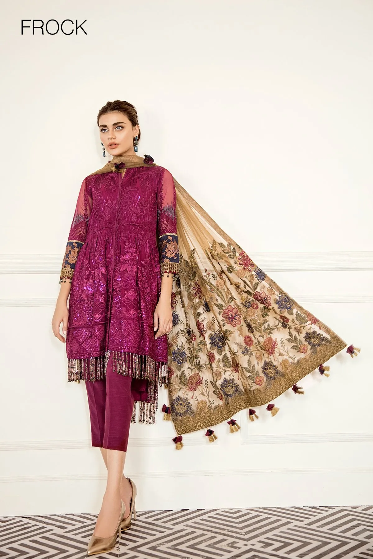 Baroque Chantelle Embroidered Chiffon Collection – Cerise