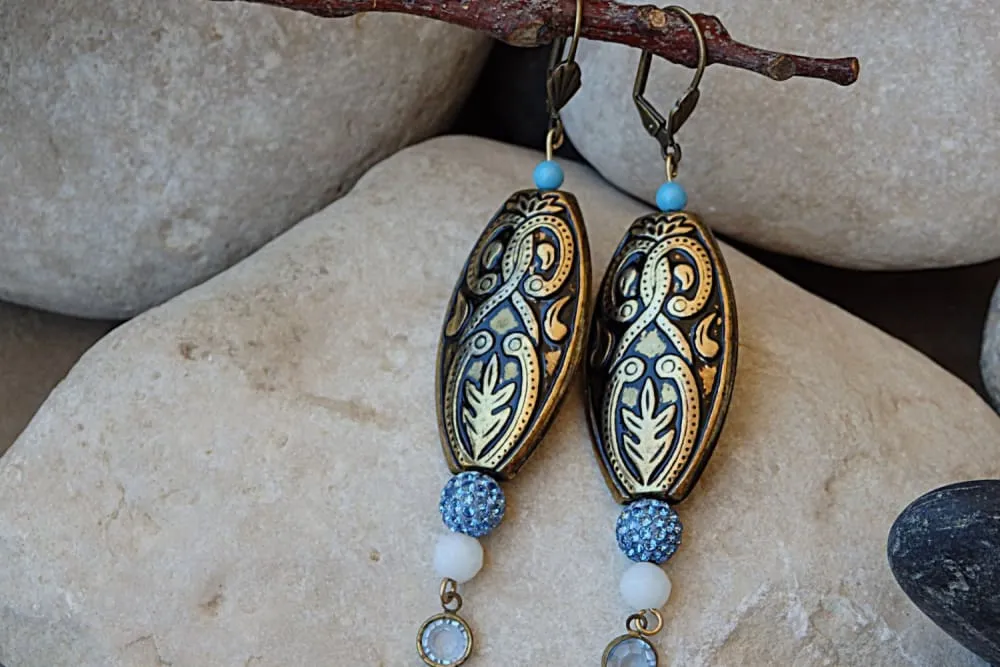 Beaded long earrings