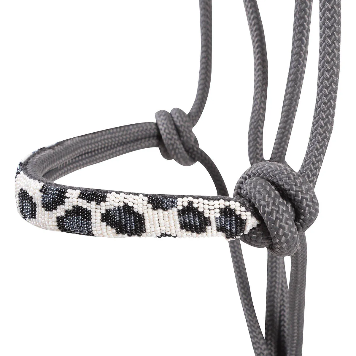 Cashel Beaded Leopard Rope Halter, Grey