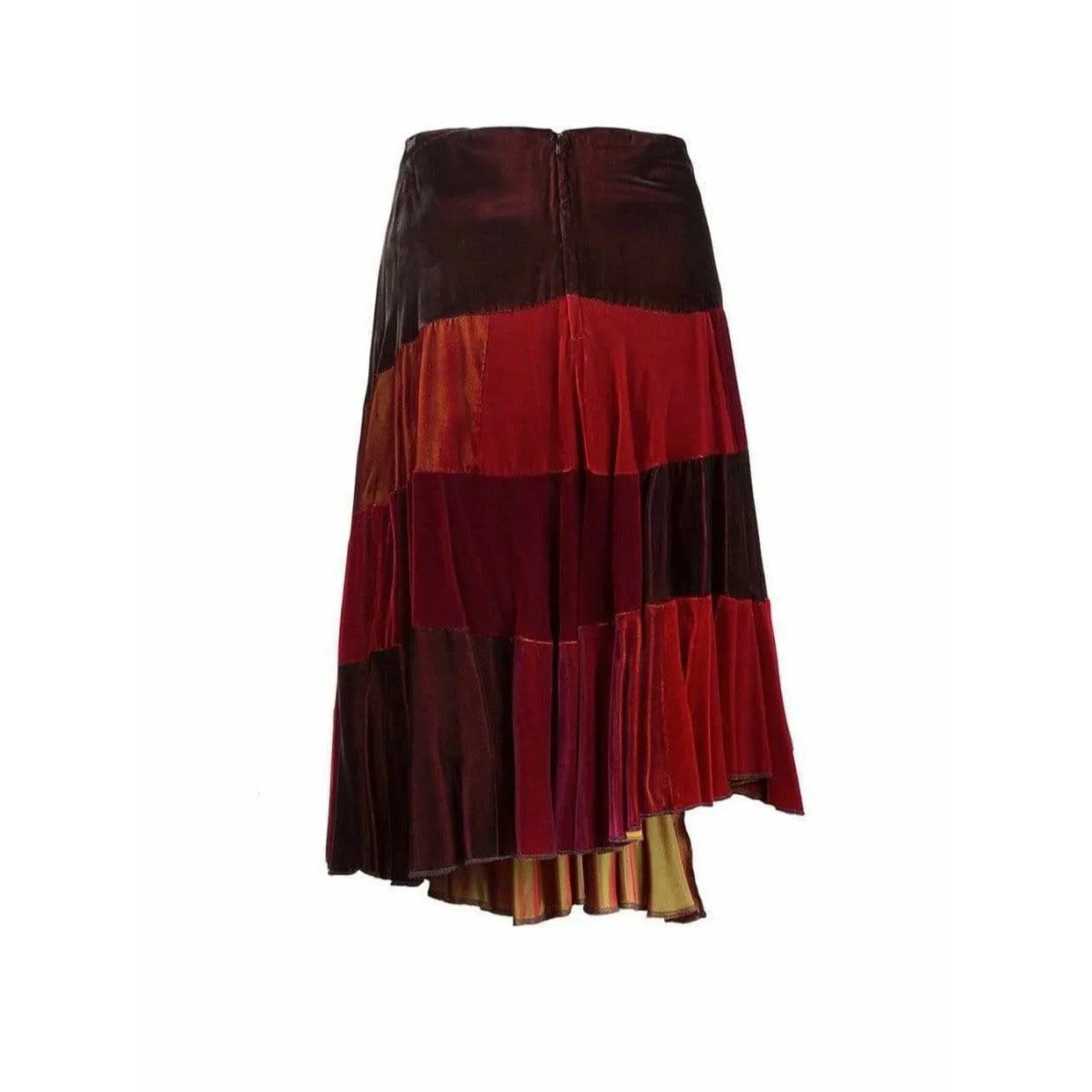 Comme des Garçons Red Velvet Asymmetric Patchwork Skirt