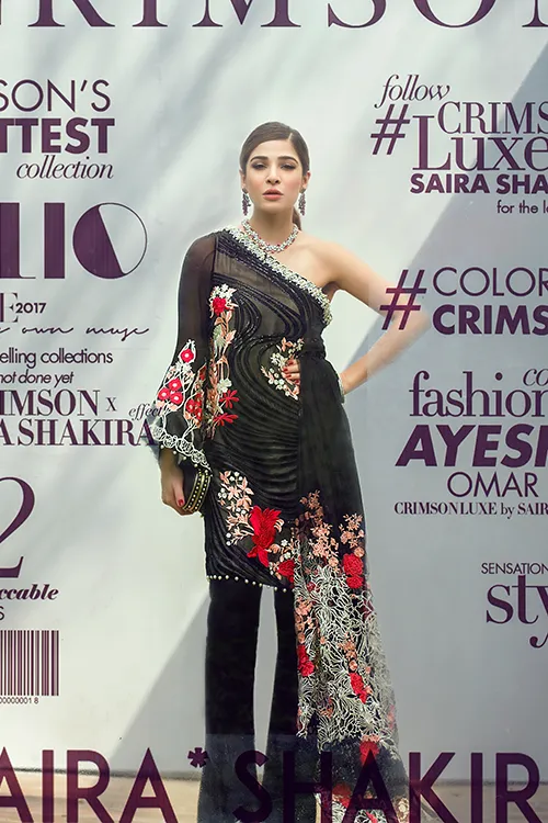 Crimson Luxe Luxury Chiffon by Saira Shakira '17 – Abstract Orchid – Ebony