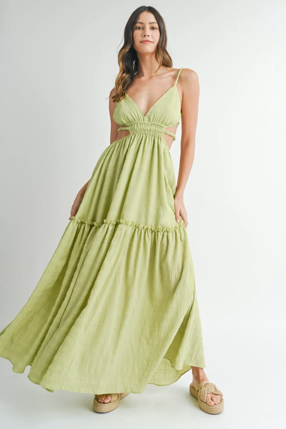 Cutout Waist Backless Maxi Dress