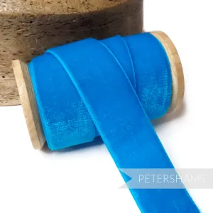 Deep Turquoise 28mm Vintage Velvet Ribbon (Various Makes) - 1m