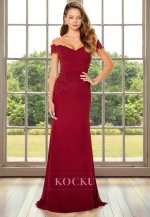 Elegant & Simple Off-Shoulder Mermaid Cocktail Mother of the Bride Dress