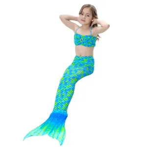 Fancydresswale Mermaid swimming costume bikini for Girls- Green Blue