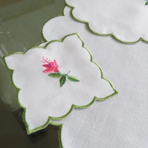 Fuchsia Embroidered Cocktail Napkin