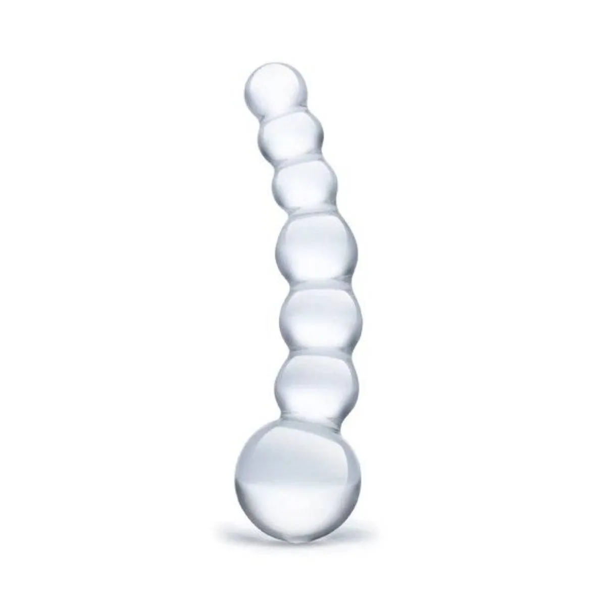 Glas Curved Glass Beaded Dildo Clear 5 Inch