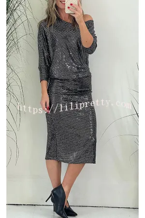 Lilipretty Full of Charm Sequin Dolman Sleeve Loose Midi Dress